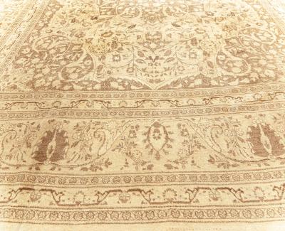 Authentic Persian Tabriz Brown Handmade Wool Rug