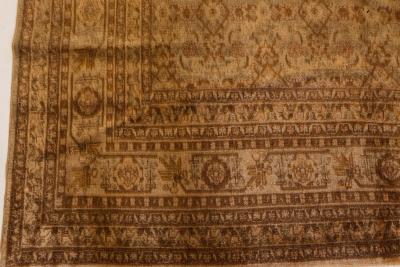Authentic Persian Tabriz Brown Handmade Wool Rug