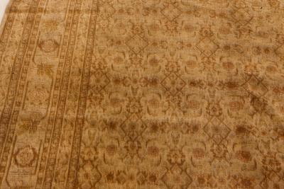 Authentic Persian Tabriz Brown Handmade Wool Rug