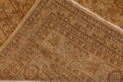 Authentic Persian Tabriz Brown Handmade Wool Rug
