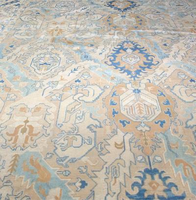 Authentic Persian Tabriz Handmade Wool Carpet in Blue and Beige Shades