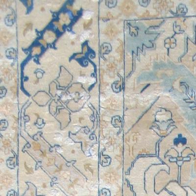 Authentic Persian Tabriz Handmade Wool Carpet in Blue and Beige Shades