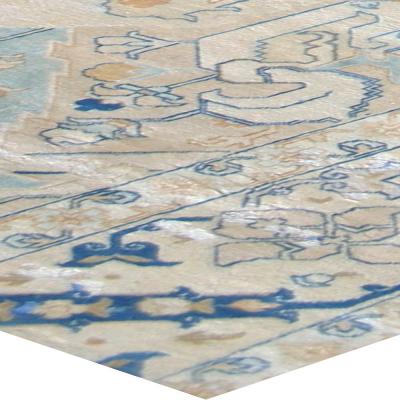 Authentic Persian Tabriz Handmade Wool Carpet in Blue and Beige Shades