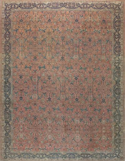 Authentic Persian Tabriz Pink Handmade Wool Rug