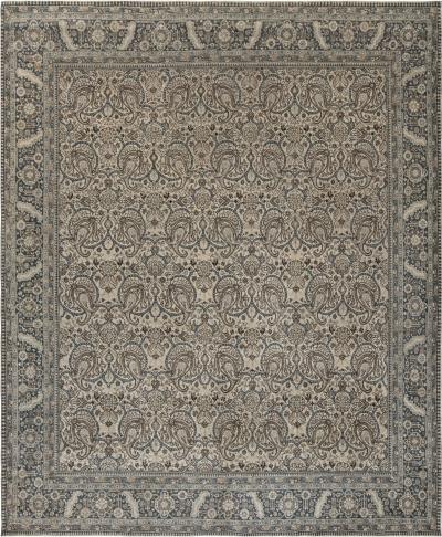 Authentic Persian Tabriz Rug in Beige Blue Brown Gray