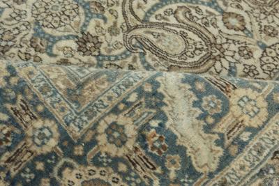 Authentic Persian Tabriz Rug in Beige Blue Brown Gray