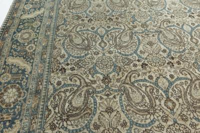 Authentic Persian Tabriz Rug in Beige Blue Brown Gray