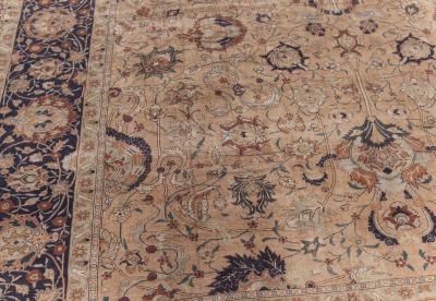 Authentic Persian Tabriz Silk Rug in Blue Brown Green Orange Pink Purple