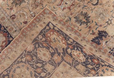 Authentic Persian Tabriz Silk Rug in Blue Brown Green Orange Pink Purple