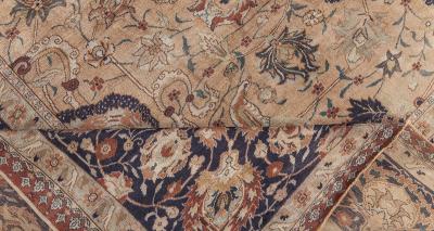 Authentic Persian Tabriz Silk Rug in Blue Brown Green Orange Pink Purple