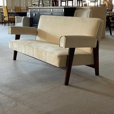 Authentic Pierre Jeanneret Upholstered Bridge Sofa Mid Century Modern Markings