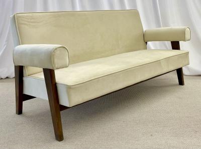 Authentic Pierre Jeanneret Upholstered Bridge Sofa Mid Century Modern Markings