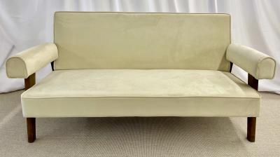 Authentic Pierre Jeanneret Upholstered Bridge Sofa Mid Century Modern Markings