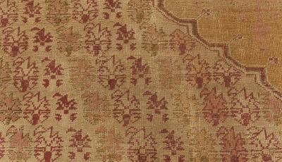 Authentic Red Handmade Turkish Ghiordes Rug from the 19th Century