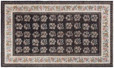 Authentic Russian Bessarabian Botanic Brown Handmade Wool Rug