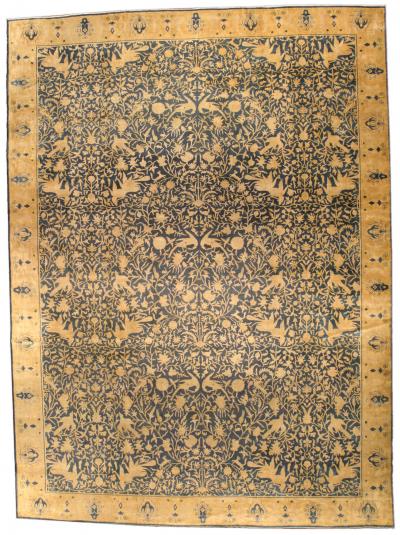 Authentic Vintage Indian Animal Botanic Handmade Wool Rug