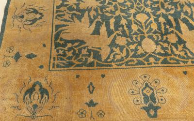 Authentic Vintage Indian Animal Botanic Handmade Wool Rug