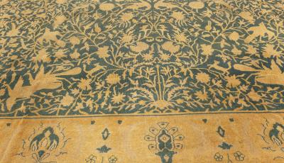 Authentic Vintage Indian Animal Botanic Handmade Wool Rug