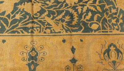 Authentic Vintage Indian Animal Botanic Handmade Wool Rug