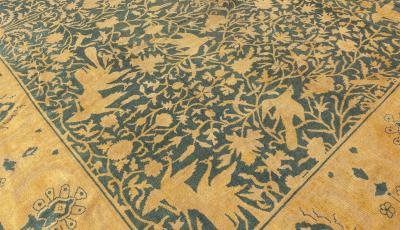 Authentic Vintage Indian Animal Botanic Handmade Wool Rug