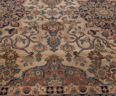 Authentic Vintage Persian Kirman Floral Handmade Wool Rug