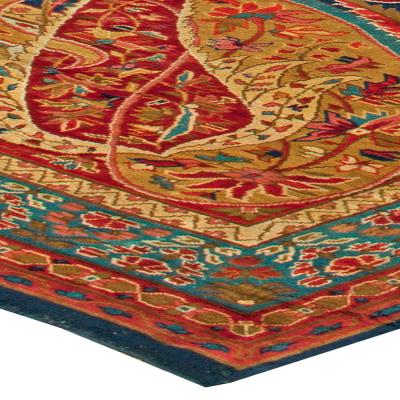 Authnetic English Axminster Blue Red Carpet