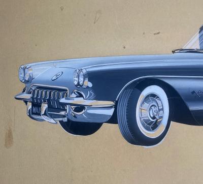 Automotive Illustrator Chevrolet Corvette Convertible 1958 Factory Illustration