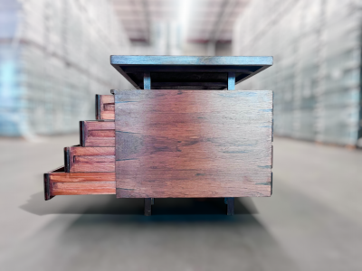 Ava Brazilian Modern Desk with Eight Drawers in Hardwood by Ava 1960s Brazil