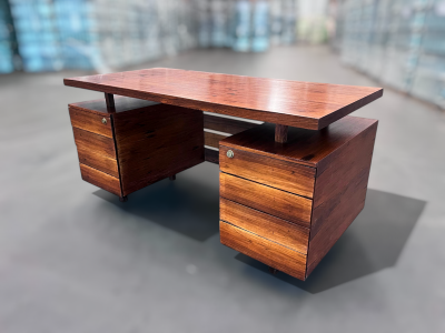 Ava Brazilian Modern Desk with Eight Drawers in Hardwood by Ava 1960s Brazil