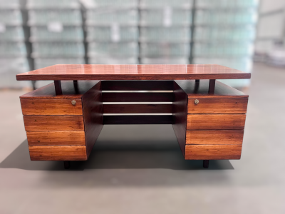 Ava Brazilian Modern Desk with Eight Drawers in Hardwood by Ava 1960s Brazil