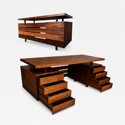 Ava Brazilian Modern Eight Drawer Desk in Rosewood by Ava Brazil 1960s
