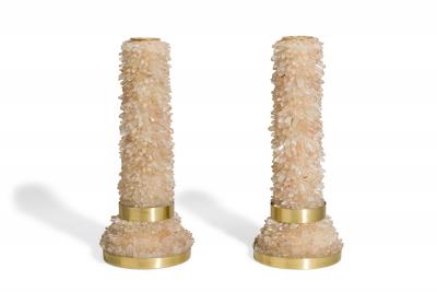 Aver Metais Brazilian Contemporary Candle Holder with Large Quartz Points