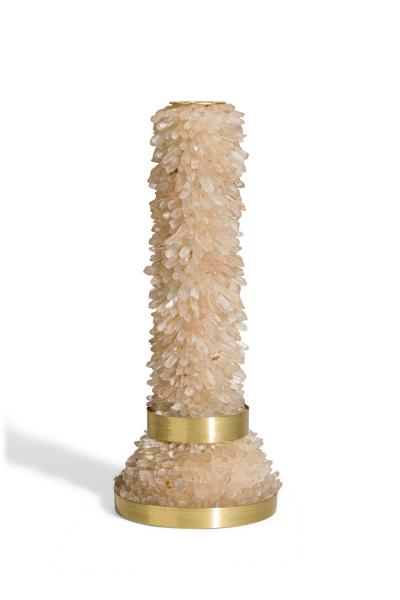 Aver Metais Brazilian Contemporary Candle Holder with Large Quartz Points