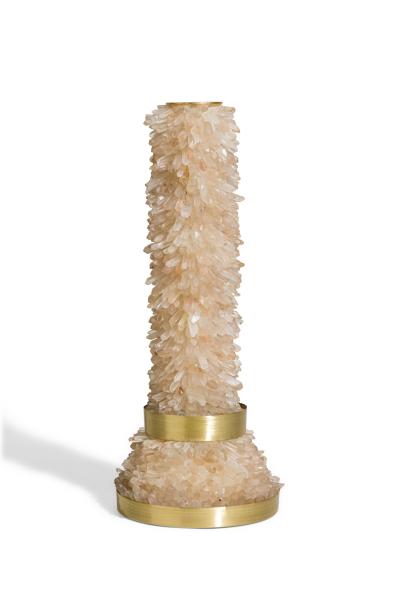 Aver Metais Brazilian Contemporary Candle Holder with Large Quartz Points