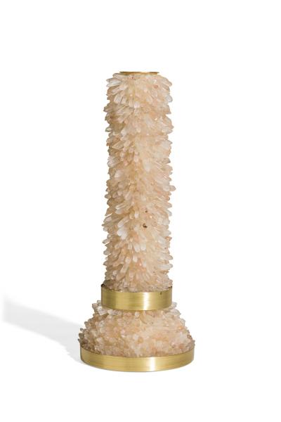 Aver Metais Brazilian Contemporary Candle Holder with Large Quartz Points