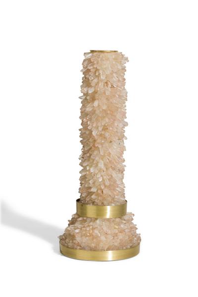 Aver Metais Brazilian Contemporary Candle Holder with Large Quartz Points