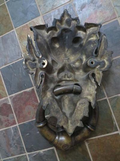 Awesome Antique Italian Bronze Vecchio Greenman Door Knocker