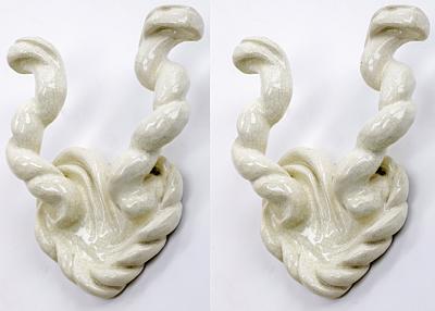 Awesome French riviera organic crackled ceramic pair of sconces