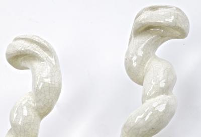 Awesome French riviera organic crackled ceramic pair of sconces