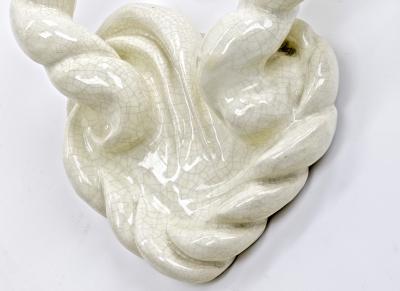 Awesome French riviera organic crackled ceramic pair of sconces