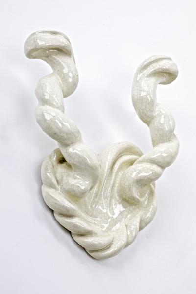 Awesome French riviera organic crackled ceramic pair of sconces