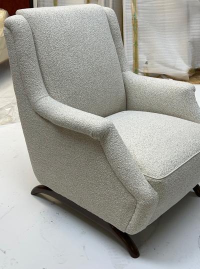 Awesome comfy pair of lounge chairs with rare horn shaped legs