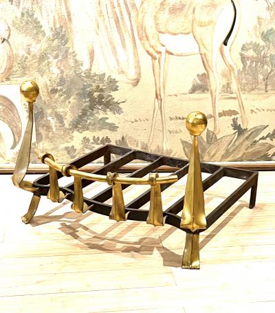 Awesome gold leaf french forties wrought iron andiron