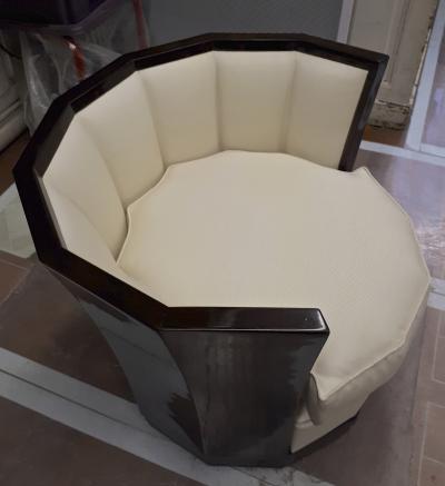 Awesome rare makassar art deco modernist barrel chair