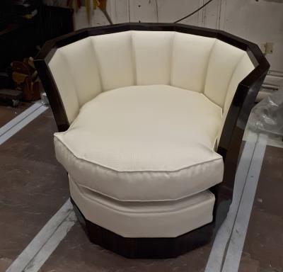 Awesome rare makassar art deco modernist barrel chair