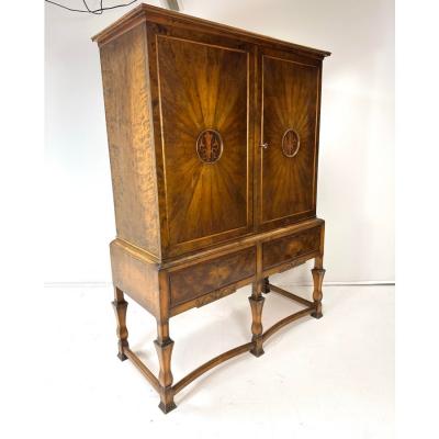 Axel Einar Hjorth Swedish Art Deco Cabinet in Stained Birch Axel Einar Hjorth Style 1920s
