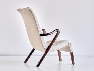 Axel Larsson Axel Larsson Armchair in Boucl and Mahogany Sweden 1940s