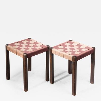 Axel Larsson Axel Larsson Pair of Webbed Stools for SMF Bodafors Sweden