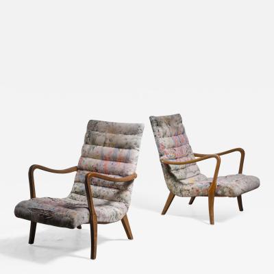 Axel Larsson Pair of Axel Larsson Lounge Chairs Bodafors Sweden 1940s