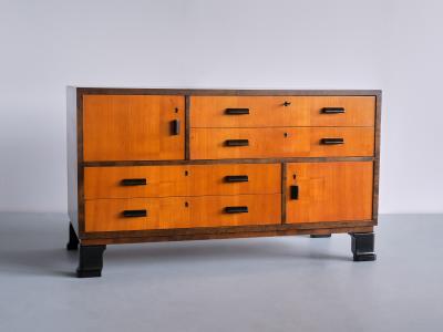 Axel Larsson Pair of Axel Larsson Sideboards in Elm and Birch SMF Bodafors Sweden 1940s